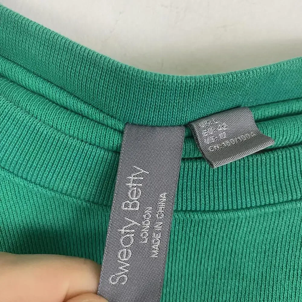 SWEATY BETTY green powerhouse Crewneck pullover sz 10 - Picture 5 of 6